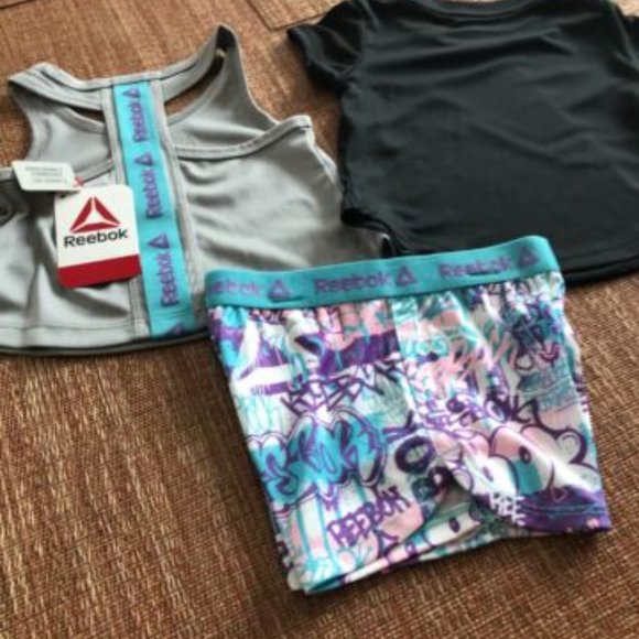 REEBOK GIRS 3 PIECE SHORT SET : Shorts, Shirt and tank Top SIZES - 18 MONTHS NEW - Picture 3 of 3